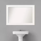 Miroir mural de salle de bain blanc non biseauté 42" x 30" - Rectangulaire moderne