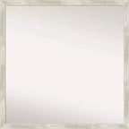 28"x28" Non-Beveled Crackled Metallic Narrow Wall Mirror - Amanti Art: Modern Square, Polystyrene Frame