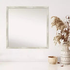 Miroir mural étroit en métal craquelé, non biseauté, 71x71 cm - Carré moderne, cadre en polystyrène