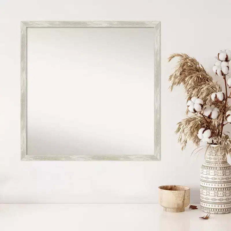 Miroir mural étroit en métal craquelé, non biseauté, 71x71 cm - Carré moderne, cadre en polystyrène