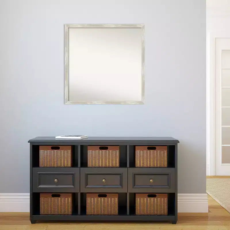 Miroir mural étroit en métal craquelé, non biseauté, 71x71 cm - Carré moderne, cadre en polystyrène