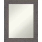 24" x 30" Non-Beveled Rustic Plank Gray Bathroom Wall Mirror - Amanti Art: Rectangle, Polystyrene Frame, Wall Mounted