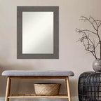 Miroir mural de salle de bain gris en planches rustiques sans biseau 24" x 30" - Rectangle, cadre en polystyrène