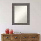 Miroir mural de salle de bain gris en planches rustiques sans biseau 24" x 30" - Rectangle, cadre en polystyrène