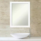Miroir mural étroit de salle de bain blanc sans biseau 21" x 27" - Cadre en polystyrène