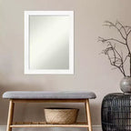 Miroir mural étroit de salle de bain blanc sans biseau 21" x 27" - Cadre en polystyrène