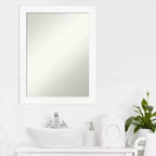 Miroir mural étroit de salle de bain blanc sans biseau 21" x 27" - Cadre en polystyrène