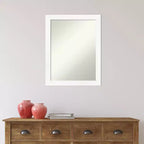 Miroir mural étroit de salle de bain blanc sans biseau 21" x 27" - Cadre en polystyrène