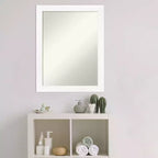 Miroir mural étroit de salle de bain blanc sans biseau 21" x 27" - Cadre en polystyrène