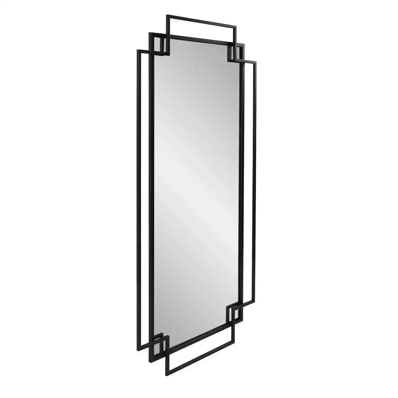Miroir mural encadré géométrique ajouré 43" x 26" - Fer noir mat