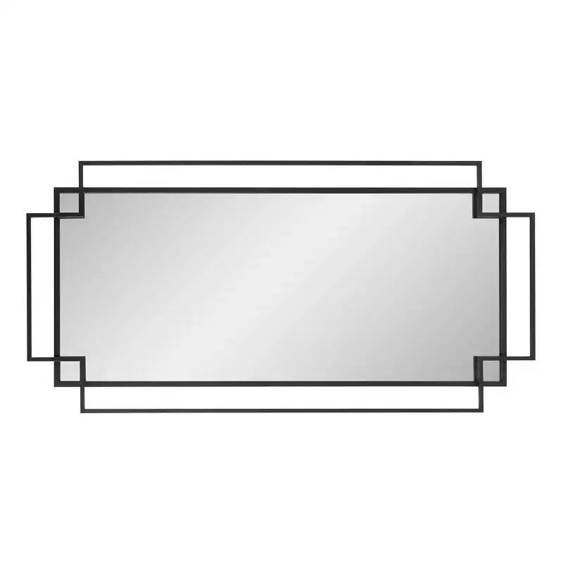 Miroir mural encadré géométrique ajouré 43" x 26" - Fer noir mat