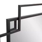 Miroir mural encadré géométrique ajouré 43" x 26" - Fer noir mat