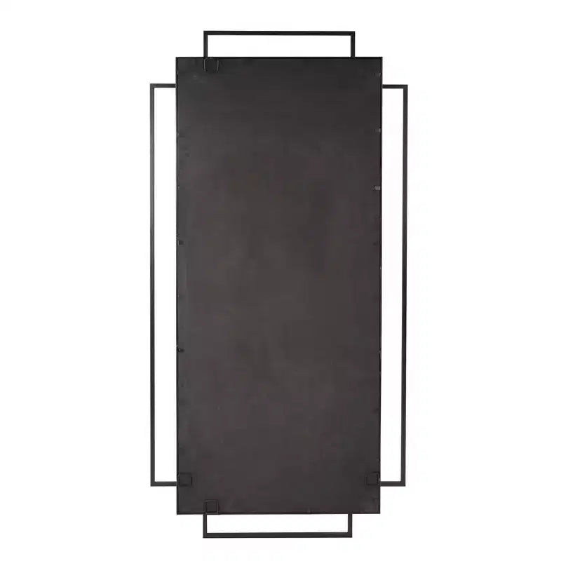 Miroir mural encadré géométrique ajouré 43" x 26" - Fer noir mat