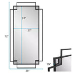 Miroir mural encadré géométrique ajouré 43" x 26" - Fer noir mat