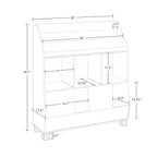 Organisateur de jouets 35" pour enfants avec espaces de rangement, bacs et étagère à livres - Blanc