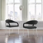 Armen Living Set of 2 Morgan Upholstered Brushed Stainless Steel and Fabric Dining Chairs Charcoal