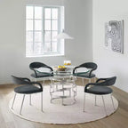 Lot de 2 chaises de salle à manger rembourrées en acier inoxydable brossé et tissu anthracite