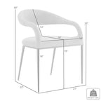 Lot de 2 chaises de salle à manger rembourrées en acier inoxydable brossé et tissu anthracite