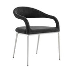 Lot de 2 chaises de salle à manger rembourrées en acier inoxydable brossé et tissu anthracite