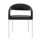 Lot de 2 chaises de salle à manger rembourrées en acier inoxydable brossé et tissu anthracite
