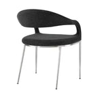 Lot de 2 chaises de salle à manger rembourrées en acier inoxydable brossé et tissu anthracite
