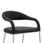 Lot de 2 chaises de salle à manger rembourrées en acier inoxydable brossé et tissu anthracite