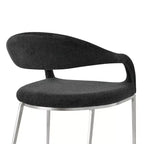 Lot de 2 chaises de salle à manger rembourrées en acier inoxydable brossé et tissu anthracite