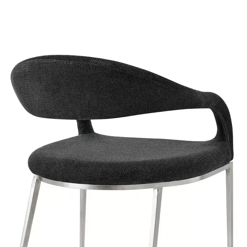 Lot de 2 chaises de salle à manger rembourrées en acier inoxydable brossé et tissu anthracite