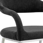 Lot de 2 chaises de salle à manger rembourrées en acier inoxydable brossé et tissu anthracite