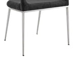 Lot de 2 chaises de salle à manger rembourrées en acier inoxydable brossé et tissu anthracite