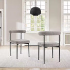 Armen Living Set of 2 Shannon Iron and Thundercloud Fabric Dining Chairs Gray/Matte Black
