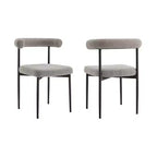 Lot de 2 chaises de salle à manger en fer et tissu Gris/Noir mat