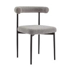 Lot de 2 chaises de salle à manger en fer et tissu Gris/Noir mat