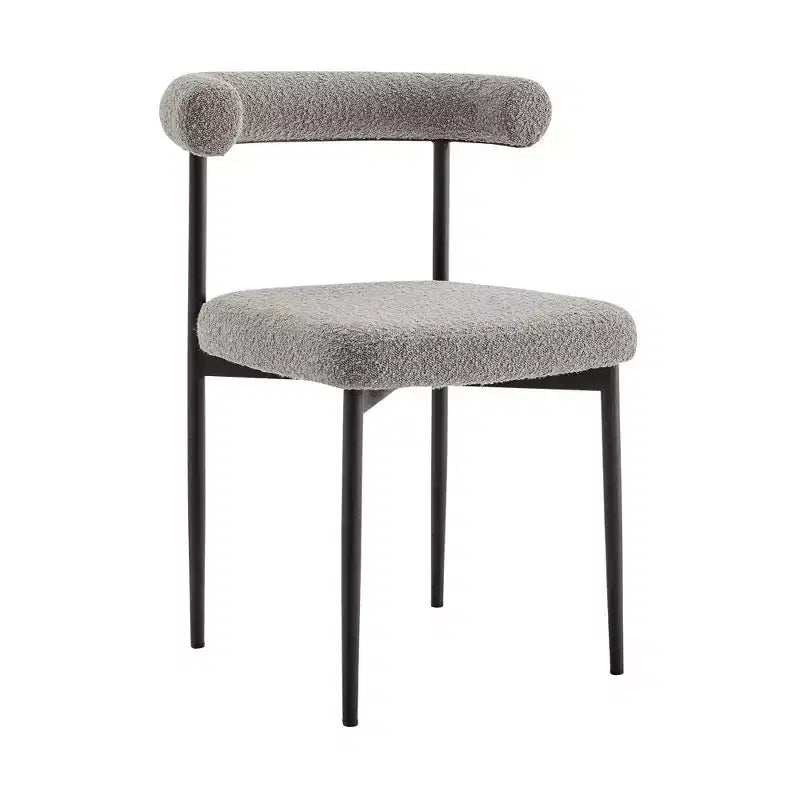 Lot de 2 chaises de salle à manger en fer et tissu Gris/Noir mat