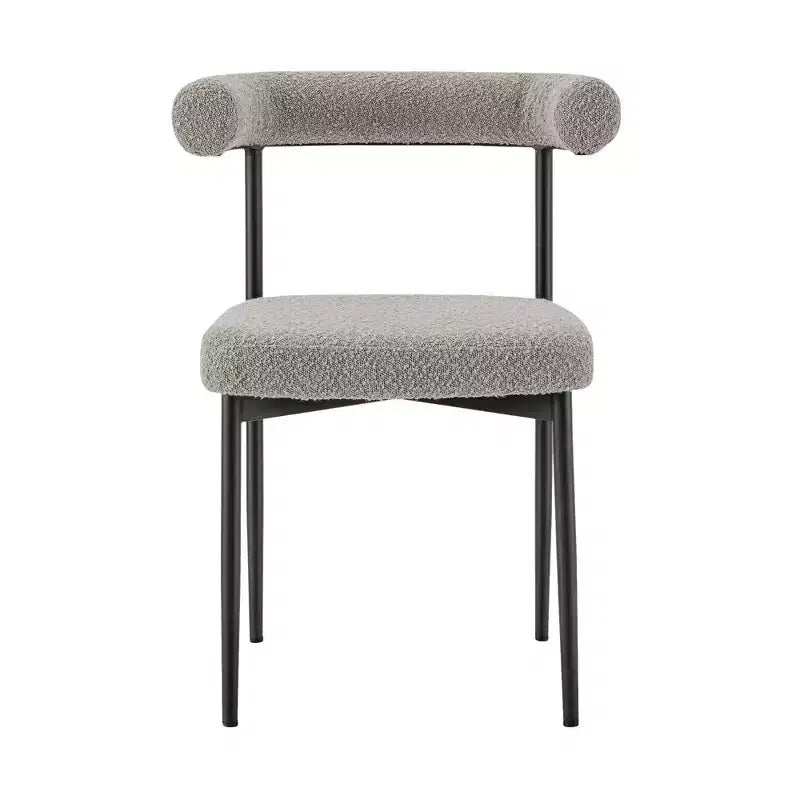 Lot de 2 chaises de salle à manger en fer et tissu Gris/Noir mat