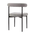 Lot de 2 chaises de salle à manger en fer et tissu Gris/Noir mat