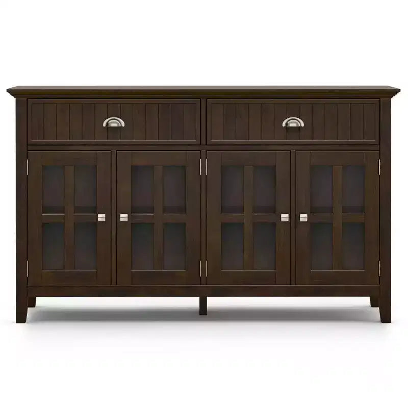 Grand buffet en noyer brun à 4 portes