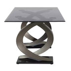 Table à manger moderne rectangulaire en verre de 58" - Bord biseauté, double piédestal