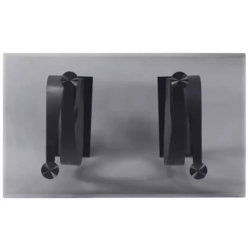 Table à manger moderne rectangulaire en verre de 58" - Bord biseauté, double piédestal