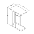 Table d'appoint en C avec plateau rectangulaire en bois et métal, bois naturel