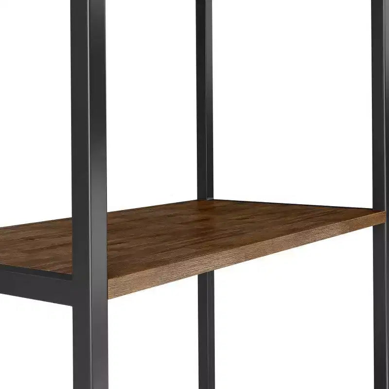 Bibliothèque 72" rustique marron vieilli naturel - acacia et métal