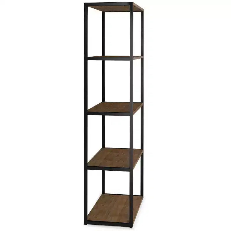 Bibliothèque 72" rustique marron vieilli naturel - acacia et métal