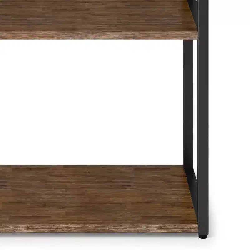 Bibliothèque 72" rustique marron vieilli naturel - acacia et métal