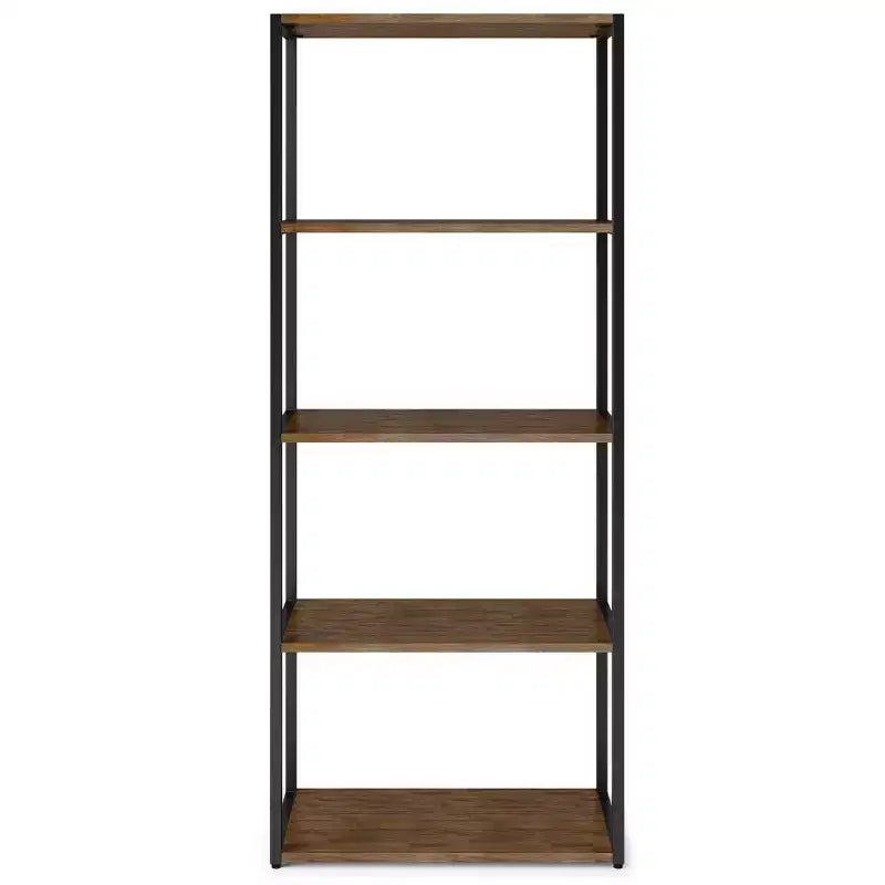 Bibliothèque 72" rustique marron vieilli naturel - acacia et métal