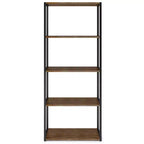 Bibliothèque 72" rustique marron vieilli naturel - acacia et métal