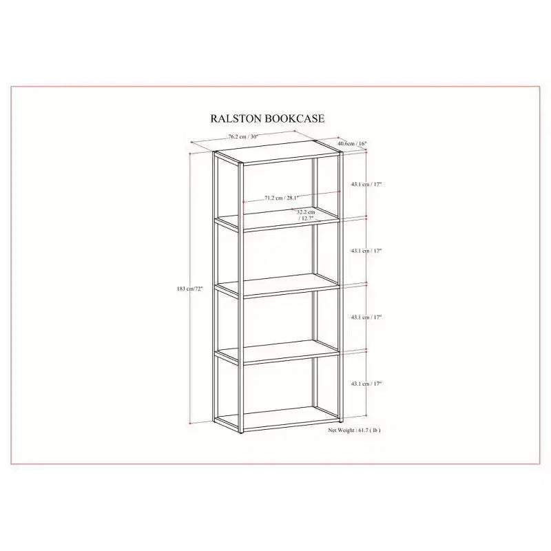 Bibliothèque 72" rustique marron vieilli naturel - acacia et métal