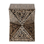 Guéridon en Nacre - Noir/Bronze floral, MDF, 46 x 35 cm