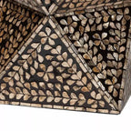 Guéridon en Nacre - Noir/Bronze floral, MDF, 46 x 35 cm