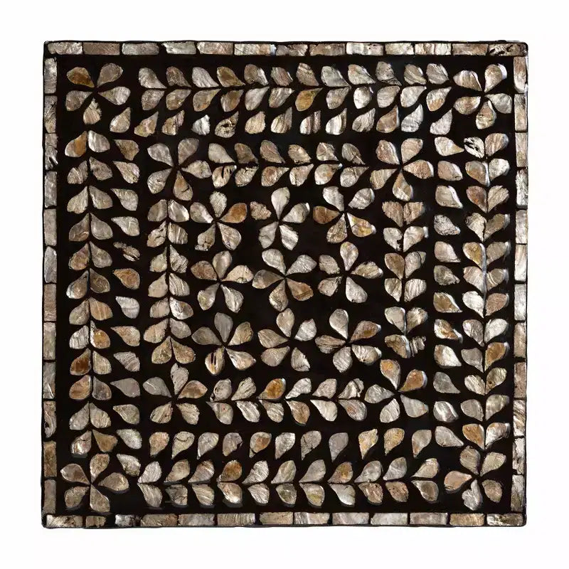 Guéridon en Nacre - Noir/Bronze floral, MDF, 46 x 35 cm