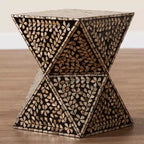 Guéridon en Nacre - Noir/Bronze floral, MDF, 46 x 35 cm